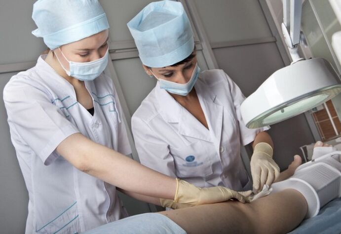 Perform surgery to treat varicose veins in the legs